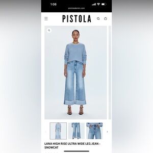 Pistola Lana High Rise Ultra Wide Leg Jeans in Snowcat